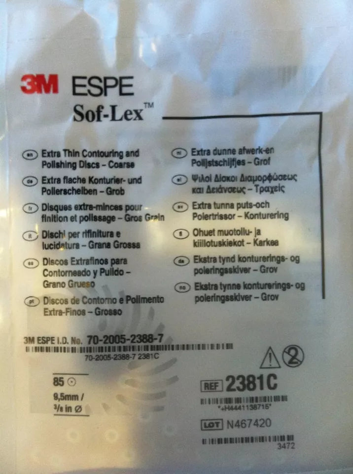 3M ESPE 2382SF Sof-Lex Extra-Thin Contouring & Polishing Discs Refill – Superfine, 1/2” Diameter, Yellow, 85-Pack