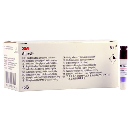 3M Attest, Rapid Readout Biological Indicators, 3 Hour Readout, 1292, 50/Box Brown