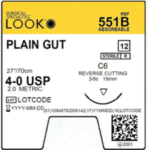 Look Plain Gut Sutures Absorbable  Cuticular Reverse Cutting, 12/Box