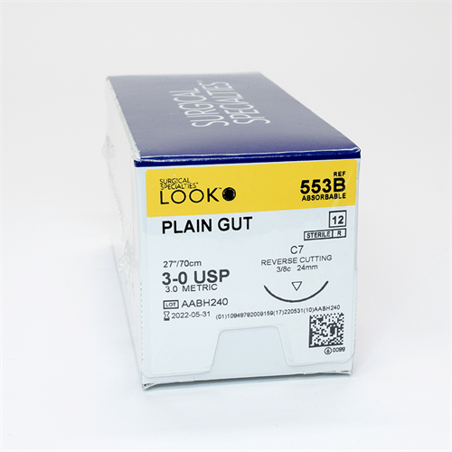 LOOK Plain Gut Suture 3-0 C7 24 mm Needle 27
