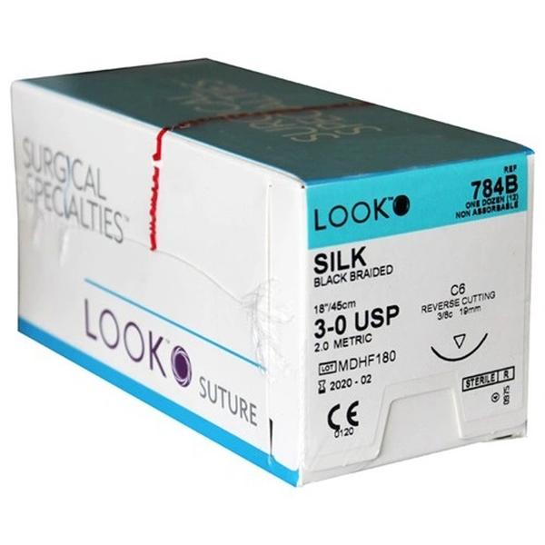 Look Sutures Silk Black, 3-0, 18