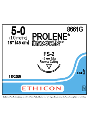 Ethicon- Sutures Prolene Blue 5-0 FS-2, 3/8, 18