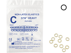 Intraoral Elastics Bands, Non Latex-Free, Diameter 3/16" Heavy, 4.77mm #LFH36 50/Pk