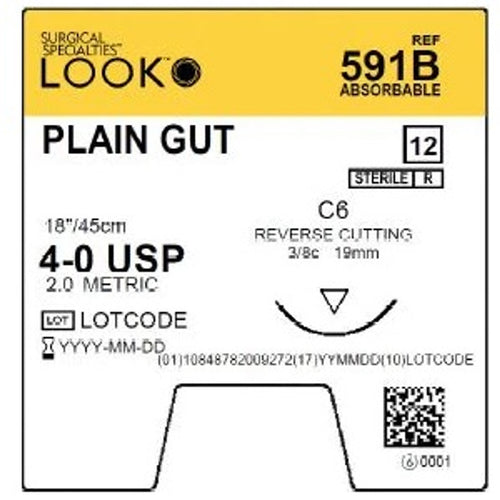Look Sutures Plain Gut , 4-0  18