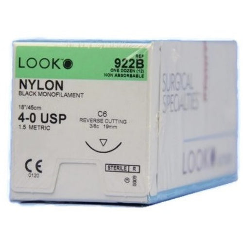 Look  Nylon Black Sutures 4-0 x 18
