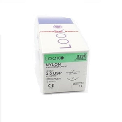 Look Nylon Black Sutures 3-0 x 18