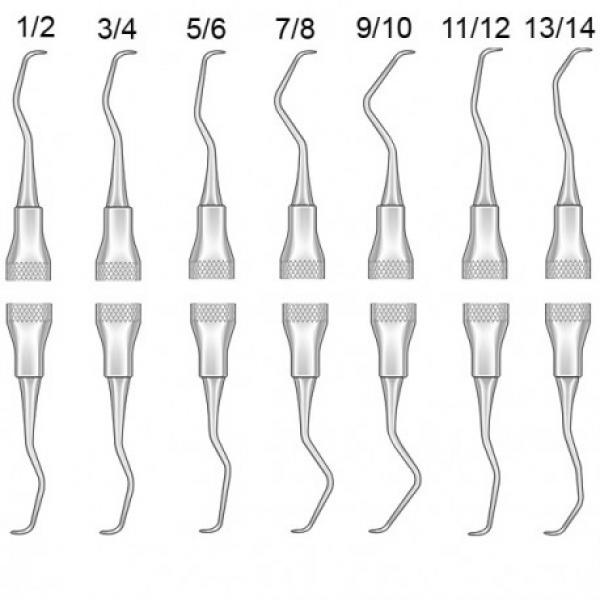 thumbnail image 2 of 7-Piece Dental Periodontal Gracey Curette Set – 1/2 To 13/14 – Double Ended Hollow Handle 2 of 6