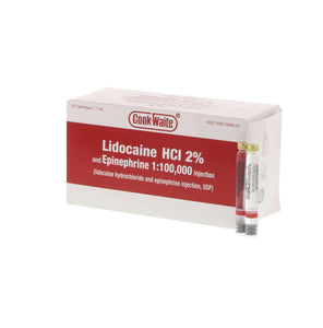 Cook-Waite- Lidocaine Anaesthetic HCl 2%, 1:100k Epinephrine #99168 50/Box