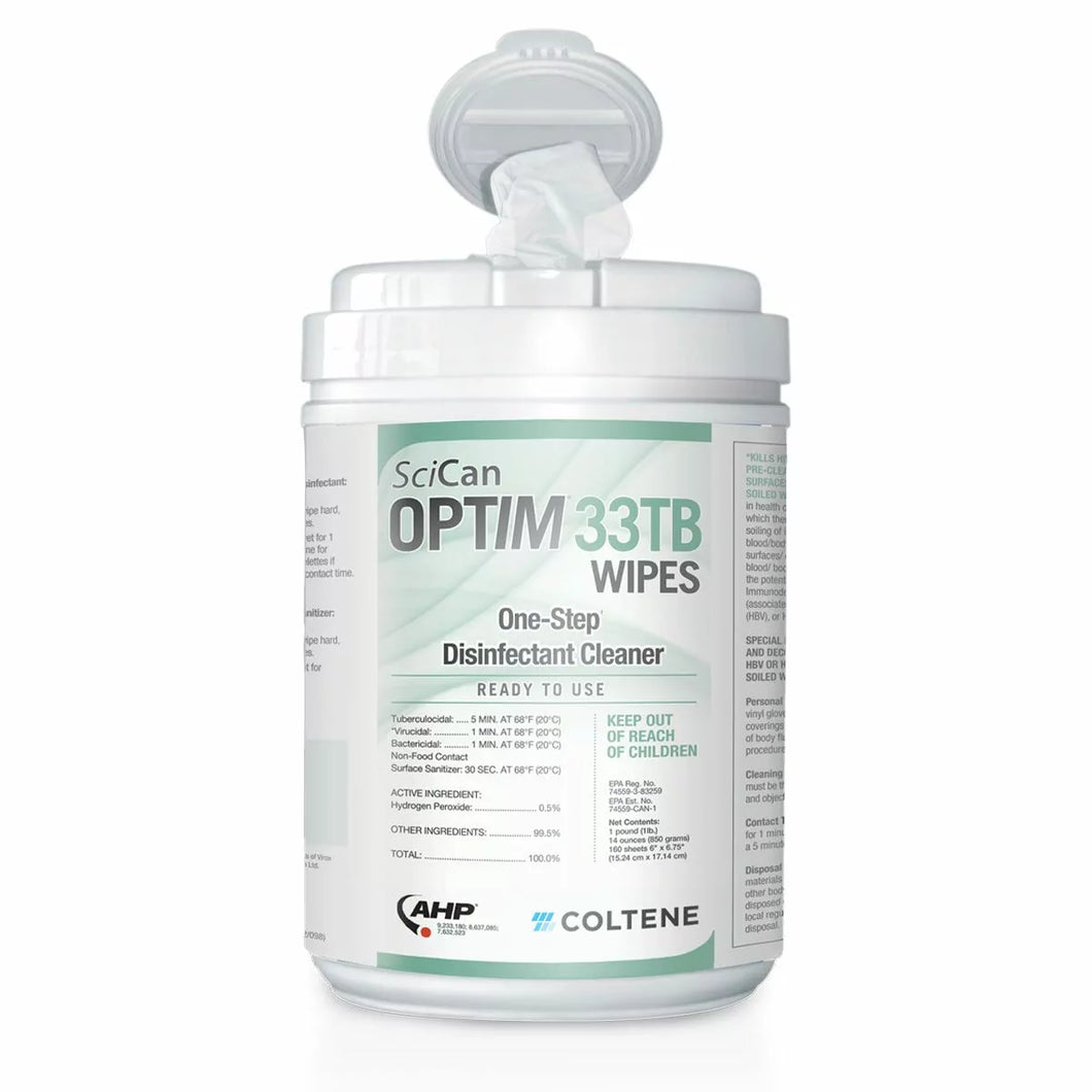 Optim 33TB Unscented Wipes Surface Cleaner Disinfectant 160/Can #SCI33W12
