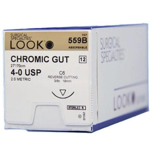 Look- Chromic Gut Suture 4-0 C6 Needle, #559B