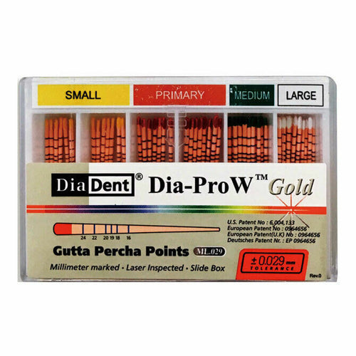 Dia-PRO W Gold Gutta Percha Points 60/Pk ML168-S602 (Compatible with Waveone Gold)
