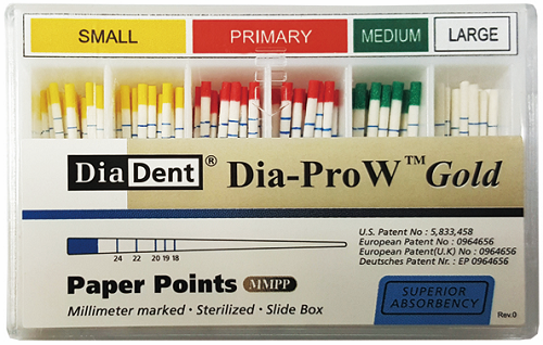 Dia-Pro W Gold Paper Points 100/Pk (Compatible with Waveone Gold-EgeOne-ESR)