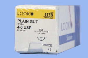 LOOK Surgical Sutures 537B (4-0/C26/18") Plain Gut