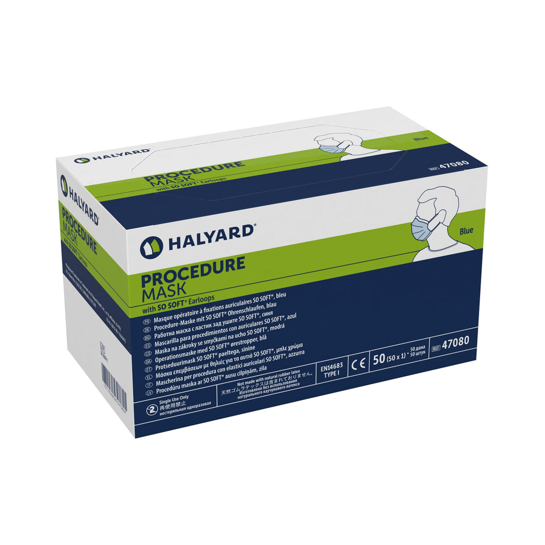 Halyard-Level 1 Earloop Procedure Masks Blue  #47080 50/Box