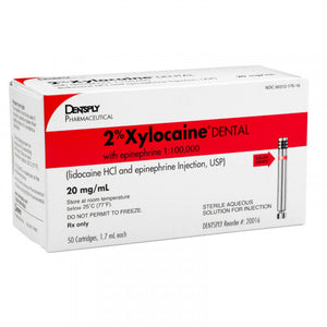 Xylocaine(Lidocaine)  HCI 2% w/Epinephrine 1:100,000, Red, 50/Box