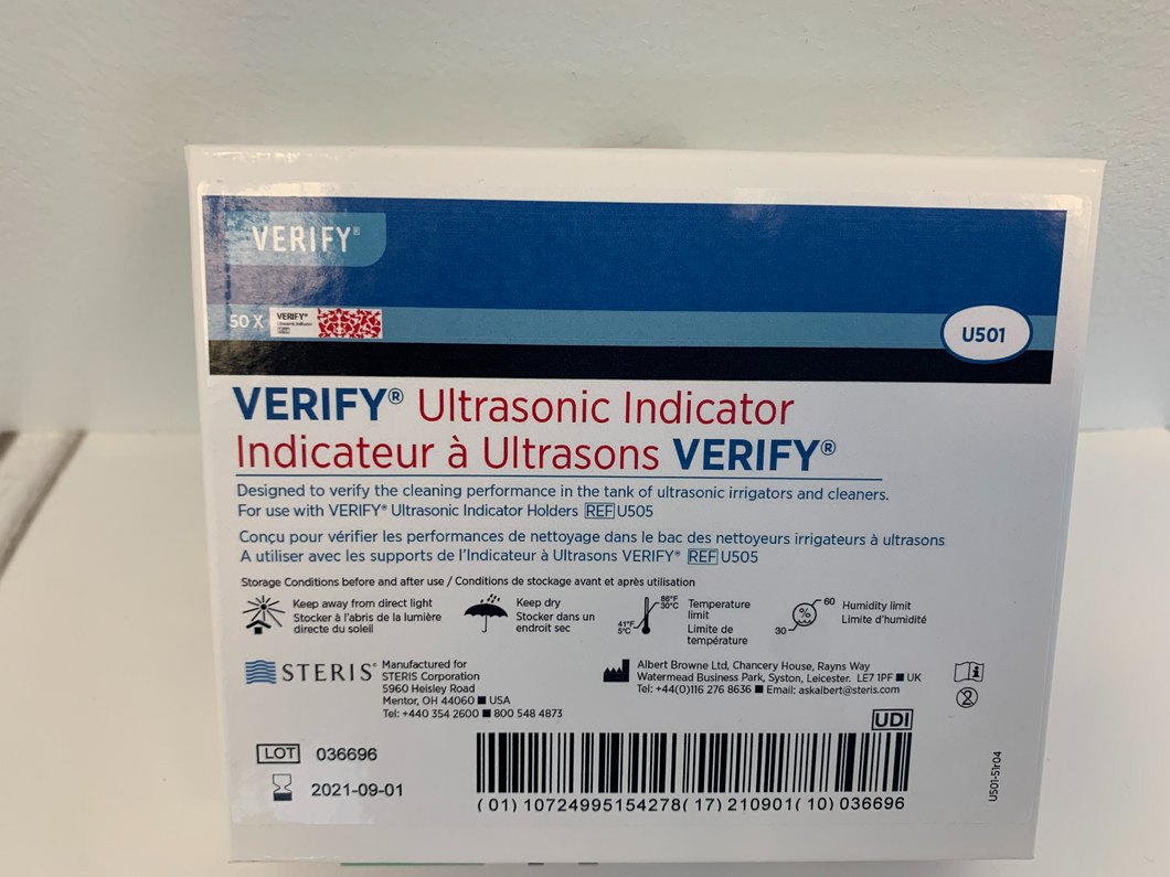 Verify, Ultrasonic Indicator Strip Test 50/Pk (U501)