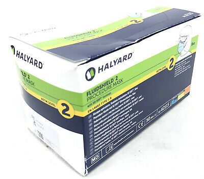 Halyard - FluidShield Procedure Earloop Mask ASTM Level 2 , Blue , 50/Box #62115
