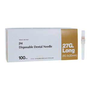 JMorita -Needle Plastic Hub 27 Gauge Long Yellow (100/Bx 0.4x30mm)