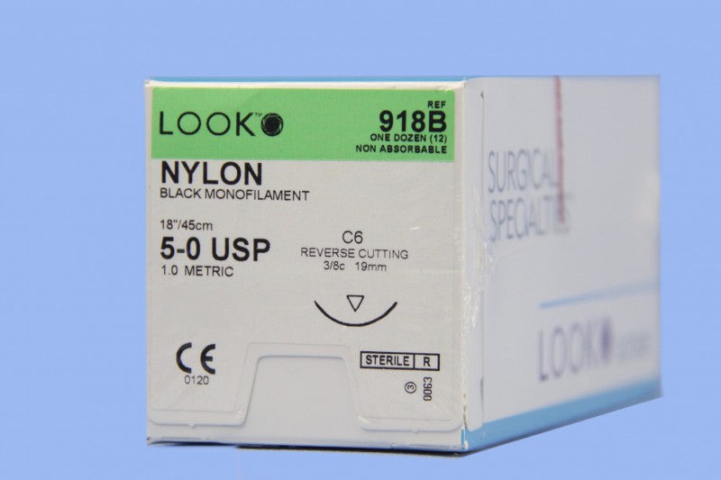 Look Black Nylon Sutures  Reverse Cutting,12/Box 918B-921B-925B