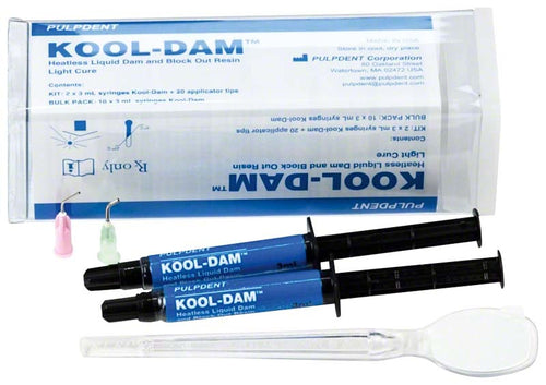 Pulpdent, Kool Dam, 2x3ml Syringes W/20 Applicator Tips Rubber Dam Liquid  Material