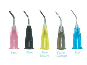 Pre Bent Needles Dispensing Tips Applicator , 100/Pk (Flowable Tip,Etch Tip ,Sealant,Liner,Sealant Cement Tips)