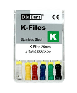 K-Files #25mm Stainless Steel Hand files 6/pk (KFiles)