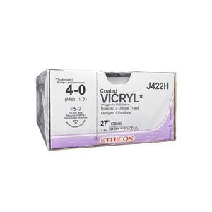 J422H-Ethicon Sutures. Vicryl.  4-0-FS-2 27" Undyed  36/Box