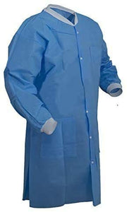 Protect Plus Lab Coats Knee Length Blue  10/pk