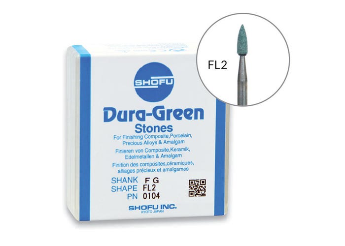 Shofu, Dura Green Polishing Stones , FG Shank , FL2 , #0104 12/Pk