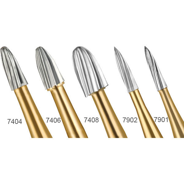 Trimming& Finishing Gold Carbide Burs 12 Blades  , 10/Pk