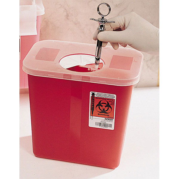 Sharp Safety, Needles Sharps Container , 2 Gallon, Rotor Lid , Red Color #8970-Covidien